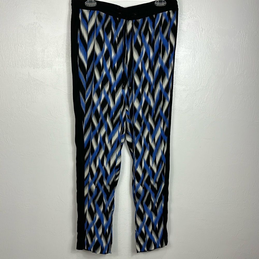 Cache Drawstring Waist Straight Leg Mid Rise Printed Pants Size 8